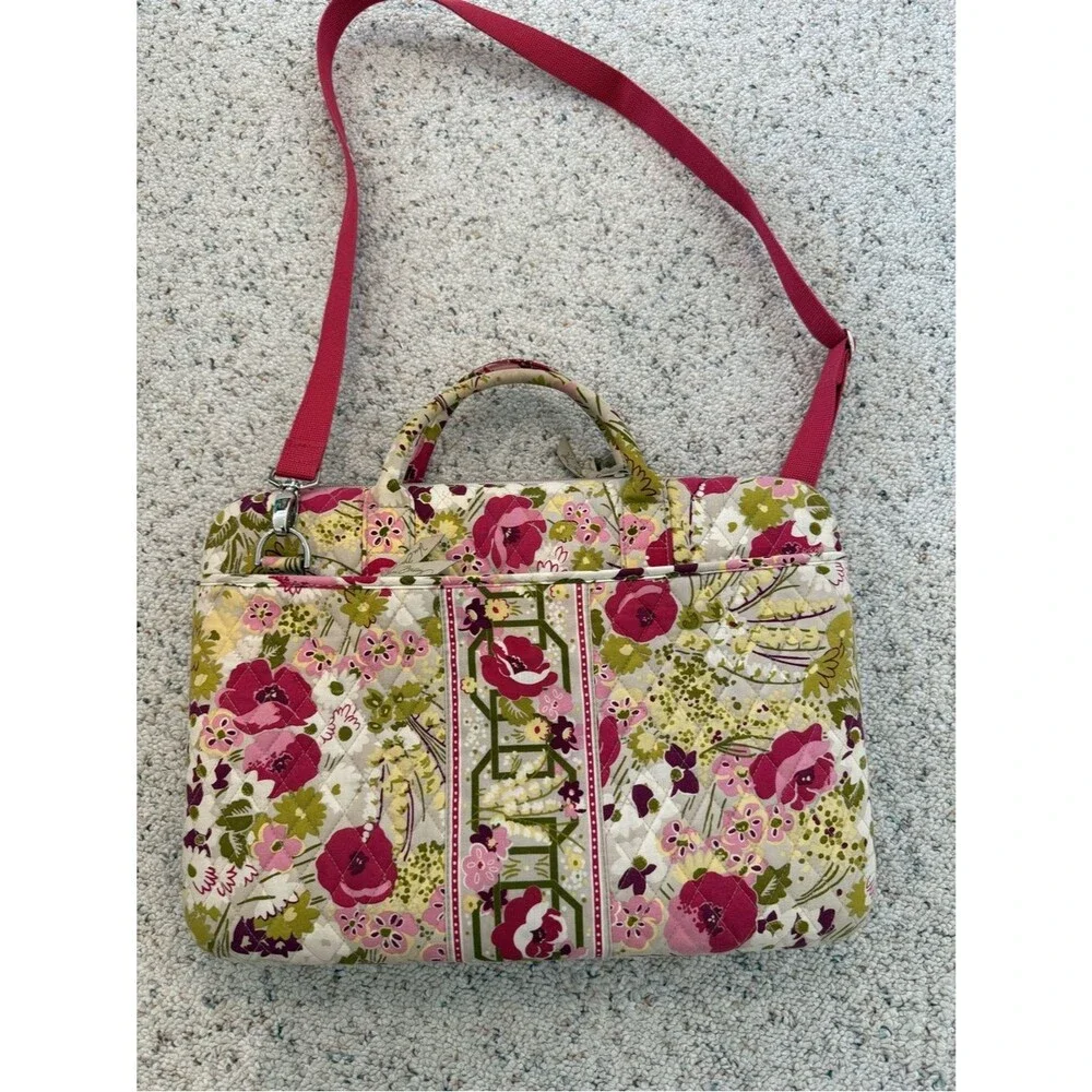 Vera Bradley English Rose Quilted Laptop Messenger Bag in Make Me Blush